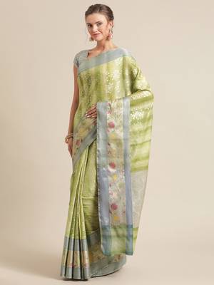 multicolor silk woven saree with blouse 3