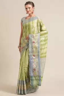 multicolor silk woven saree with blouse