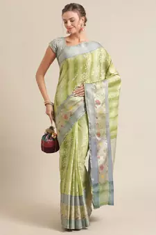 multicolor silk woven saree with blouse