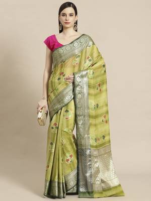 multicolor silk woven saree with blouse 1