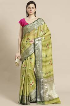 multicolor silk woven saree with blouse