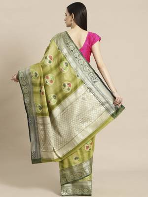 multicolor silk woven saree with blouse 2