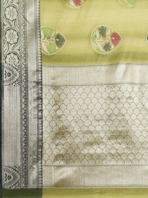 multicolor silk woven saree with blouse 4