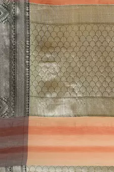 Peach silk woven saree with blouse