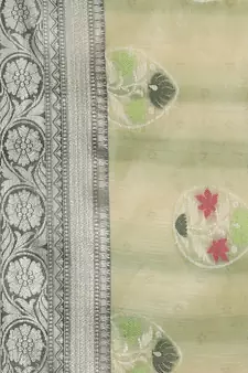 green silk woven saree with blouse