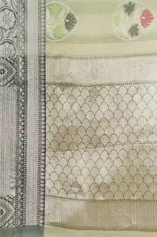green silk woven saree with blouse