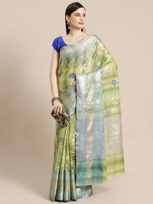 multicolor silk woven saree with blouse 1