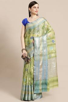 multicolor silk woven saree with blouse