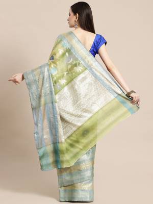 multicolor silk woven saree with blouse 2