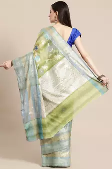 multicolor silk woven saree with blouse