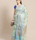 blue silk woven saree with blouse