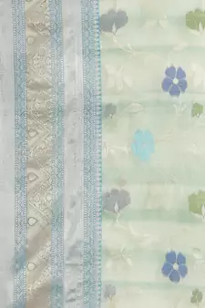 blue silk woven saree with blouse