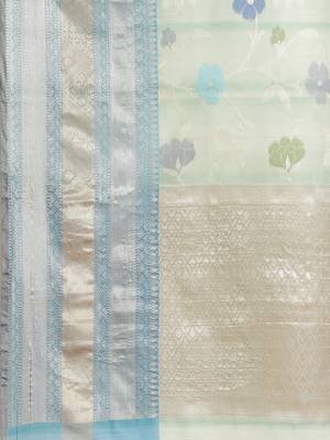 blue silk woven saree with blouse 4