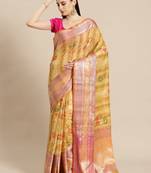 Mustard silk woven saree with blouse