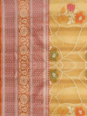 Mustard silk woven saree with blouse 3