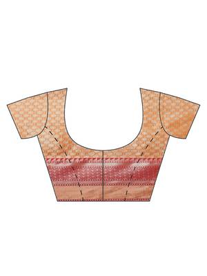 Mustard silk woven saree with blouse 5