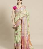 green silk woven saree with blouse