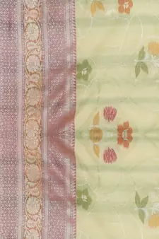 green silk woven saree with blouse