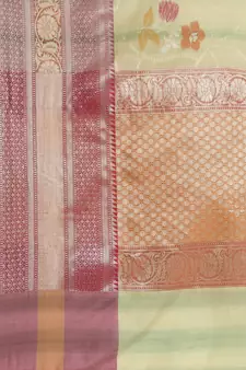 green silk woven saree with blouse
