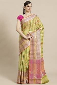 multicolor silk woven saree with blouse