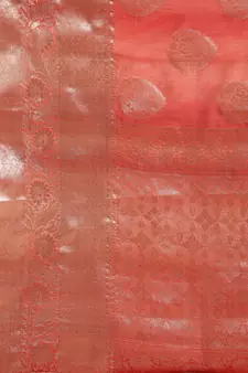 Red silk woven saree with blouse