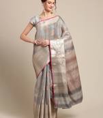 Grey silk woven saree with blouse