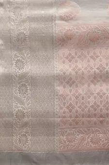 Grey silk woven saree with blouse