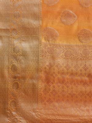 Gold silk woven saree with blouse 5