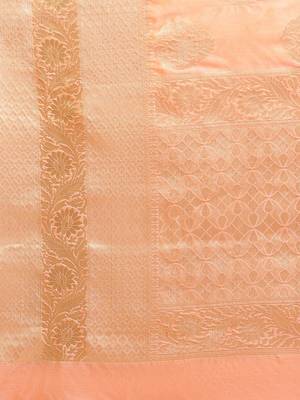 Pink silk woven saree with blouse 5