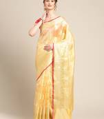 Peach silk woven saree with blouse