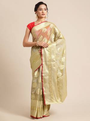 Green silk woven saree with blouse 1