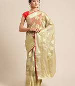 Green silk woven saree with blouse