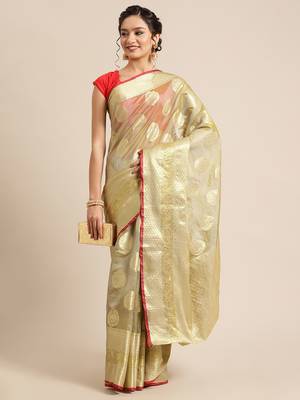 Green silk woven saree with blouse 4