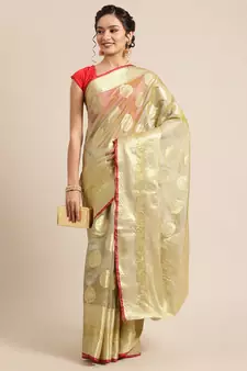 Green silk woven saree with blouse
