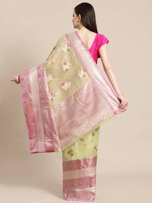 multicolor silk woven saree with blouse 2