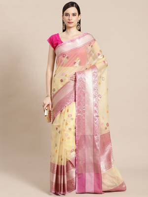 multicolor silk woven saree with blouse 1