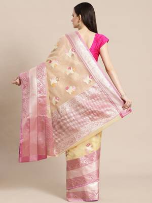 multicolor silk woven saree with blouse 2