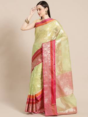 multicolor silk woven saree with blouse 1