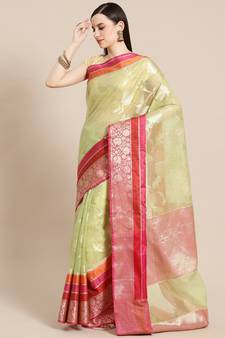 multicolor silk woven saree with blouse
