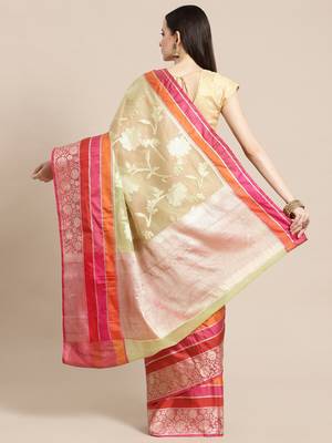 multicolor silk woven saree with blouse 2
