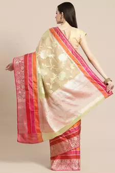 multicolor silk woven saree with blouse