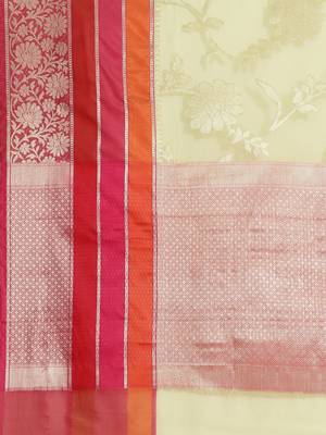 multicolor silk woven saree with blouse 4