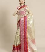 Grey silk woven saree with blouse