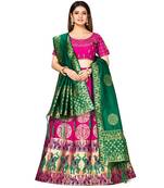pink art silk semi stitched zari woven Choli & lehenga ghagra with dupatta