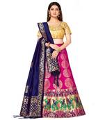 pink art silk semi stitched zari woven Choli & lehenga ghagra with dupatta