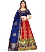 red art silk semi stitched zari woven Choli & lehenga ghagra with dupatta