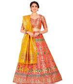 pink art silk semi stitched zari woven Choli & lehenga ghagra with dupatta