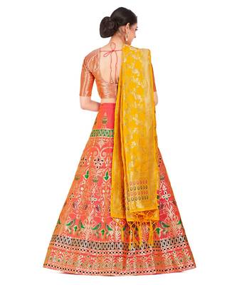pink art silk semi stitched zari woven Choli & lehenga ghagra with dupatta 2