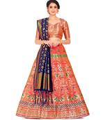 pink art silk semi stitched zari woven Choli & lehenga ghagra with dupatta