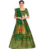 green art silk semi stitched zari woven Choli & lehenga ghagra with dupatta